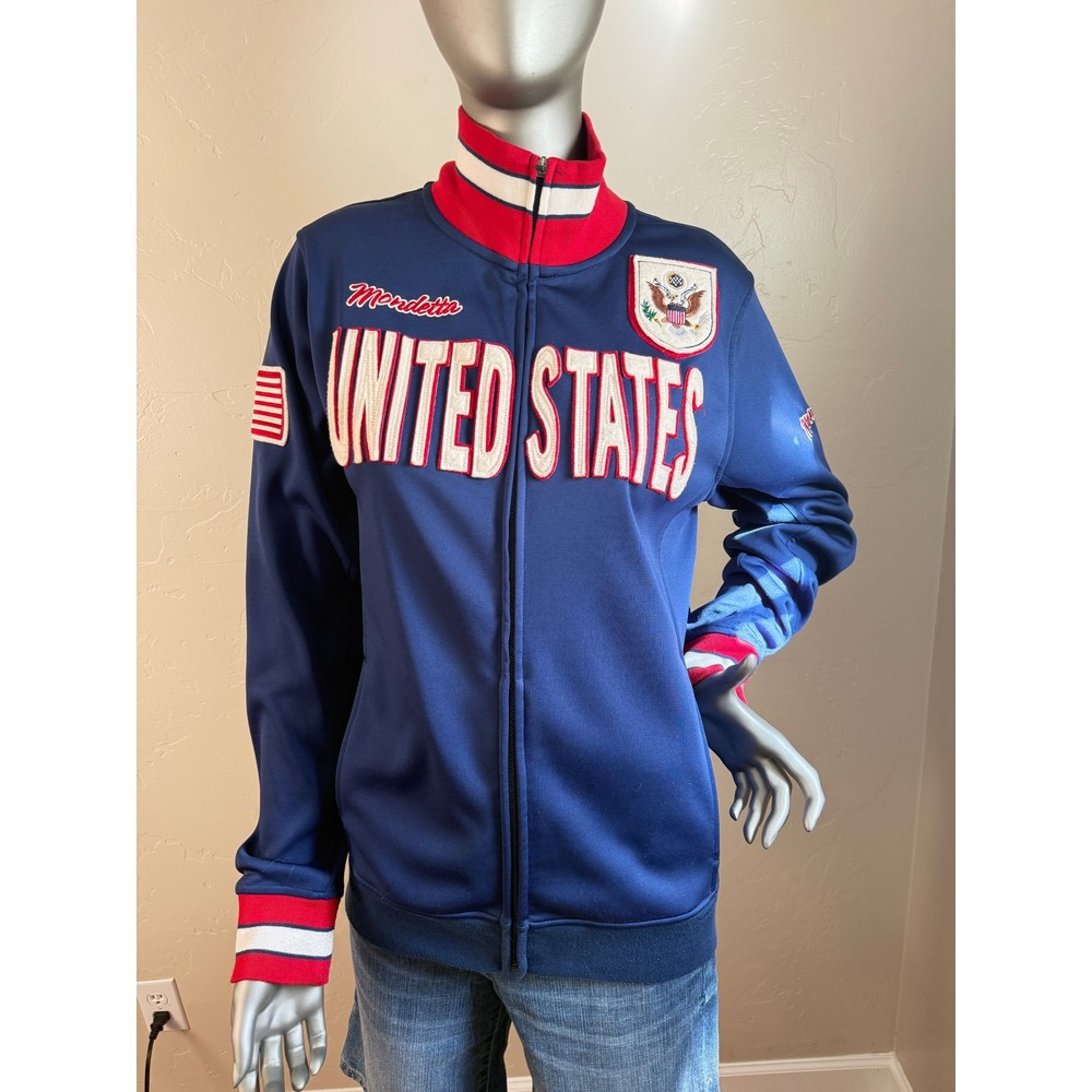 Vintage Mondetta USA United States Track Jacket Navy Blue Zip Up Mens Size S